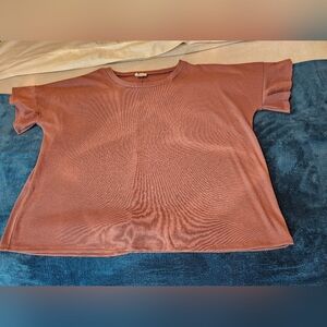 Sew In Love XL Mauve Flutter Sleeve Ribbed Round Neck Blouse